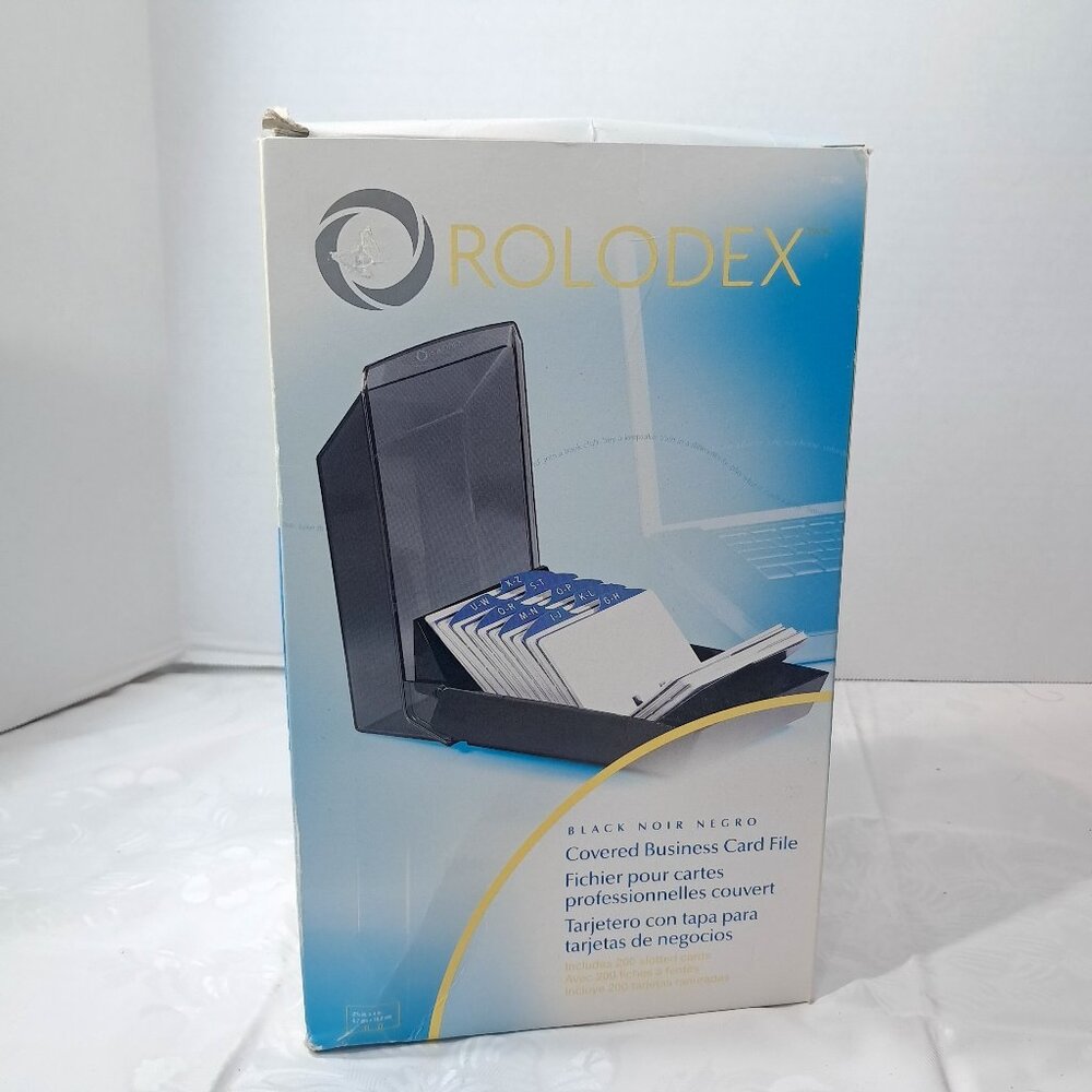 NEW Rolodex 67262 Covered business Card‎ File black storage case lid & 200 cards